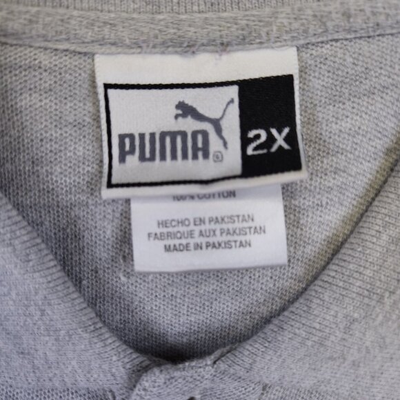 Puma Polo Shirt Braves Baseball Logo Men 2XL Light Gray Short Sleeve 100% Cotton - Picture 6 of 10